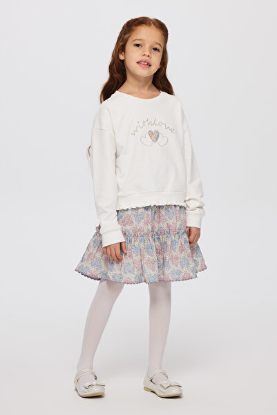 Panço Liberty Kumaş Nakışlı Kız Çocuk Sweatshirt