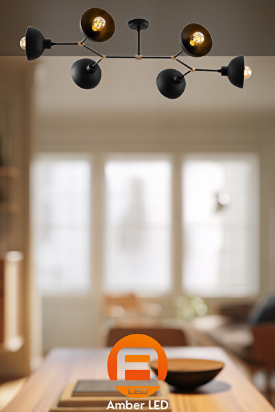 AmberLED Şık Metal Gövdeyle Modern 6'lı Plafönyer Mutfak ve Salon İçin E27 Uy...
