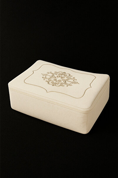 Teksev Laura Kadife Gold Nakışlı Hurç Büyük Boy (60x40x20 cm) Çeyizlik Nişan ...