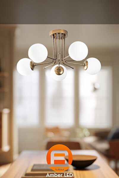 AmberLED Şık Metal Gövdeli 5'Li Plafönyer Mutfak ve Salon İçin E27 Uyumlu