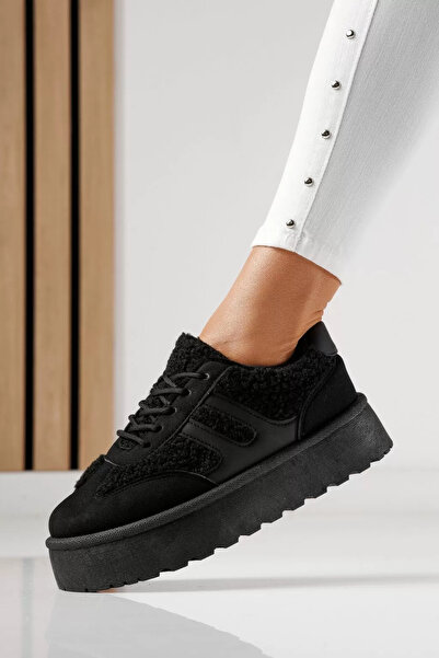 Zaira Adidasi dama vatuiti negri din piele ecologica intoarsa Lale #23041 - 40