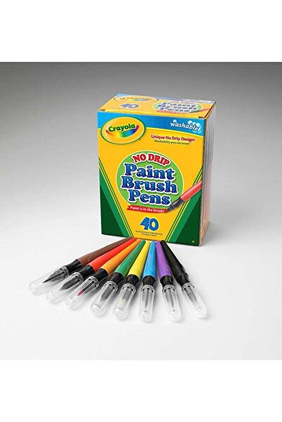 Crayola No-Drip Paint Brush Pens, 40/Pack, Assorted