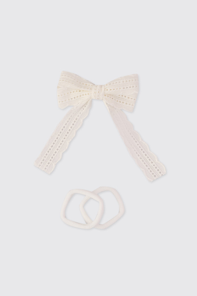 Panço Kız Çocuk Kurdela Detaylı Beyaz Toka Seti