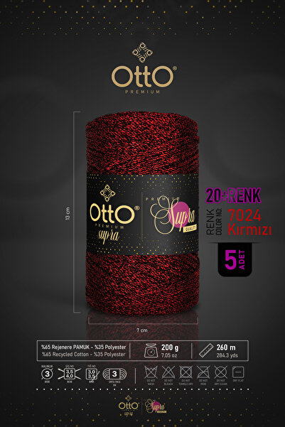 Otto Premium Glittery Supra - Red - 5 Pack - 3Mm/200Gr/260M - Bag Accessory M...