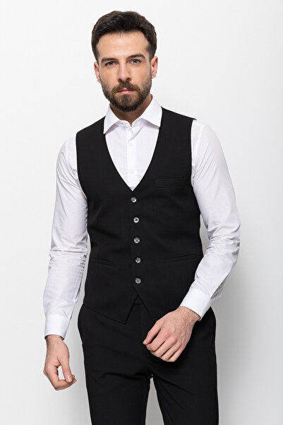 Mcr Plain Slim Fit Classic Men's Vest Black - 40952.25K