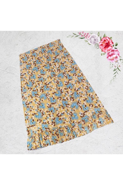 AhsenGiyim Kadın Anne Karışık Desenli Uzun Çingene Etek