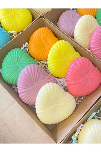 SOFT Bitkisel Yağlı, Doğal, Hediyelik, 270 Gram Kalp Sabun 6 Adet (Turuncu-Ye...