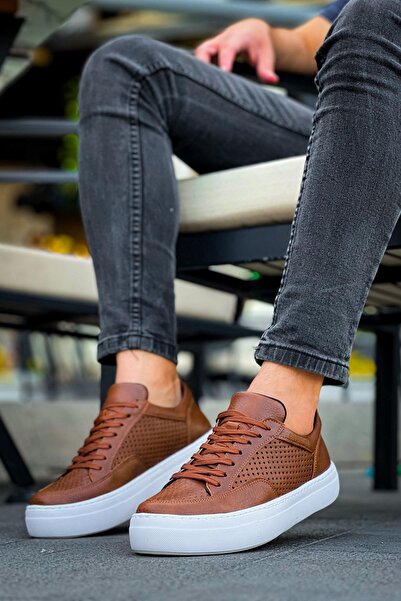 Lucy Shoes حذاء رياضي YG015 الإصدار الأول للرجال برباط يومي من الجلد CBT - أسمر