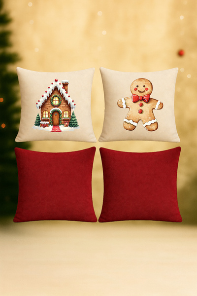 De'Vor مجموعة من 4 أغطية وسائد بتصميم السنة الجديدة