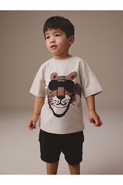 Next Baby Cotton Short Sleeve Stone Patterned Bottom Top Set