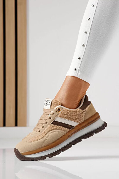 Zaira Women's khaki padded sneakers made of eco-leather suede Leila #23044 - 40