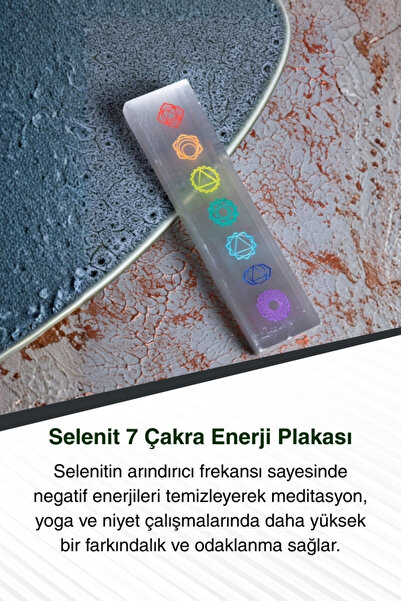 Saff Doğal Taş Selenit 7 Çakra Enerji Plakası