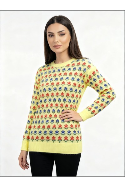 JULYA TRİKO KADIN YUMOŞ ÖRGÜ ÇİÇEKLİ KAZAK