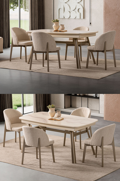 Eymense Stella 4 Sandalyeli Açılır Yemek Masa Takımı