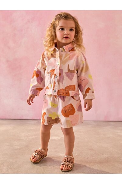Next Baby Cotton Multi-Colored Pastel 100% Cotton Printed Jacket Shorts Bottom Top Set