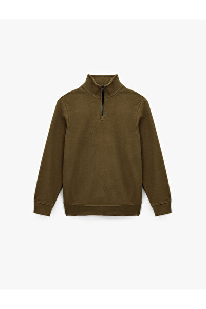 Koton Long Sleeve Ribbed Half Zip Sweatshirt