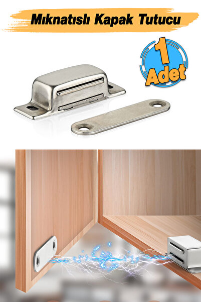 Badem10 Mıknatıslı Çıt Çıt 5 cm Paslanmaz Metal Kapak Tutucu Dolap Açılır Kap...