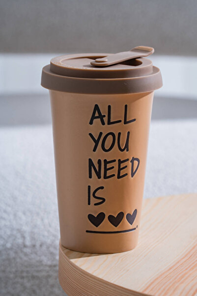 ACAR Ruby Silicone Lid Porcelain Mug Caramel - 425 ml