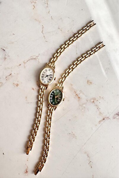 OQQO Nysa Green Dial Gold Band Women's Wristwatch