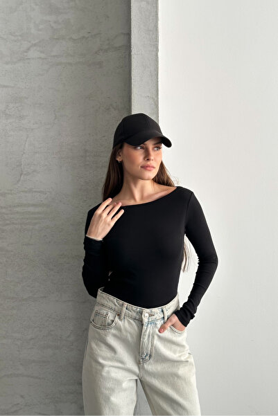 macharel jeans Women's Wide Collar Long Sleeve Stretch Fabric Blouse