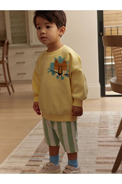 Next Baby Cotton Yellow Sweatshirt and Shorts Set