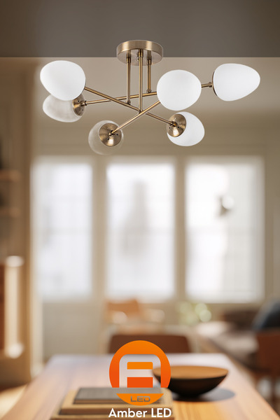AmberLED Şık Metal Gövdeli 6'lı Plafönyer Antre ve Salon İçin E14 Uyumlu