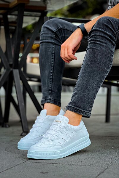 Lucy Shoes حذاء رياضي رجالي كاجوال برباط من الجلد موديل CH040 C-Rey CBT - أبيض