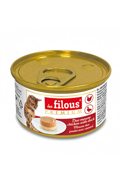 Les Filous Hrană umedă pentru pisici, mousse cu pui și rață, 6 x 85 g