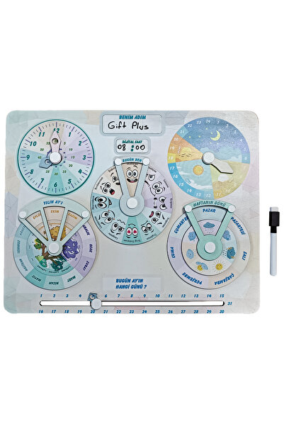 gift plus Ahşap Eğitici Zaman Çark Panosu – Saat, Mevsim, Ay, Gün, Duygu Öğre...