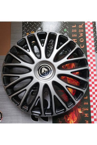 Universal Renault Clio Uyumlu 15"inç çift renk jant kapağı 4'lü Takım Amblem Hediyeli