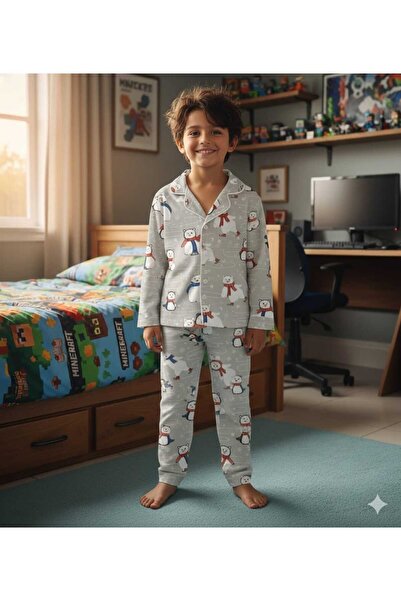renkli diyar Boy's buttoned pajama set kindergarten primary school