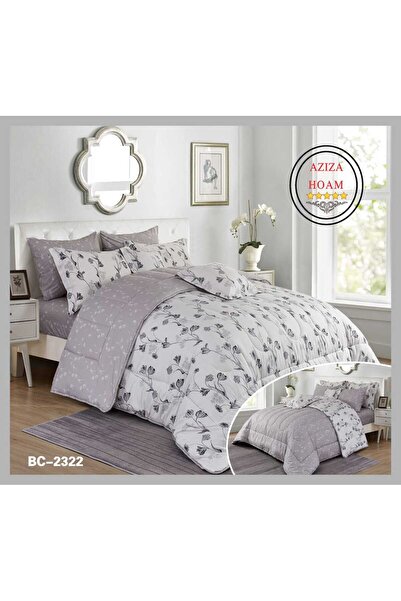 FABRIC 100% cotton, double bed, 10-piece gray floral bedspread set with soft details, adding beauty and elegance and providing perfect comfort to suit your taste.