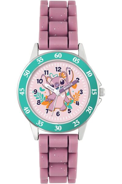Disney Lilo & Stitch Kids Time Teacher Watch with Purple Silicone Strap (LAS9014)
