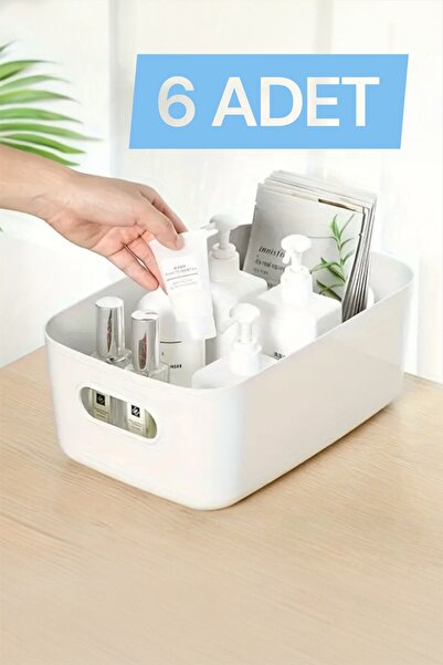 Bayev Sort 6 Adet Düzenleyici Organizer Beyaz Renk Plastik Çok Amaçlı Banyo M...
