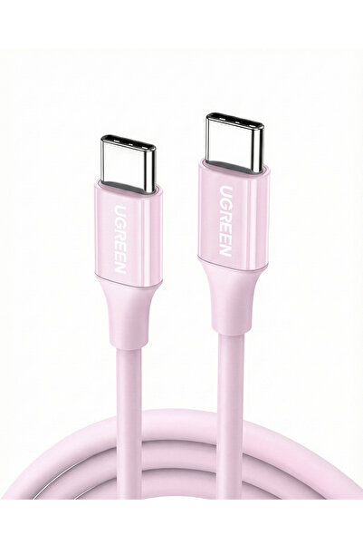 Ugreen USB-C 60W 3A QC PD Hızlı Şarj Kablosu, 1 Metre, Pembe, 65124