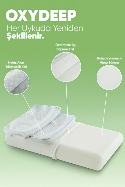 Tago Home Pernă ortopedică Oxydeep Visco (respirabilă - reglarea somnului - anti-oboseală)