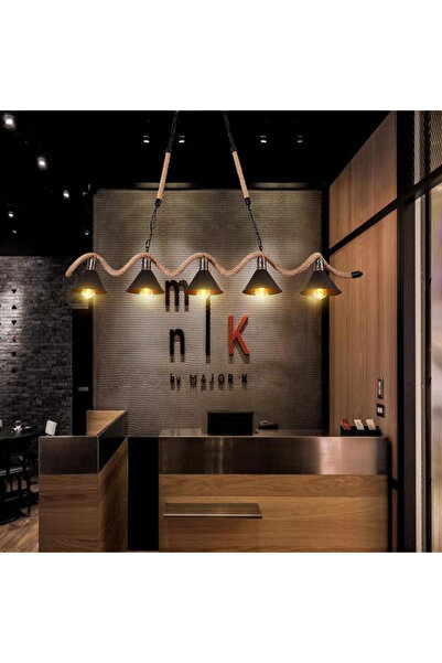 ALC-Shop Rope Chandelier, 5*E27, Brown, Metal and Rope LV570/5BK