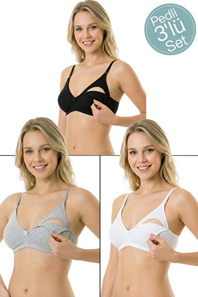 par lingerie pl 3-Piece Cotton Nursing Bra with Removable Pads