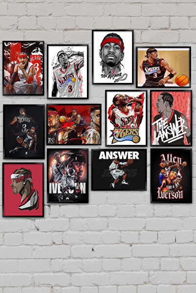 TABLOX Set de pictură decorativă din lemn MDF, 12 piese, Allen Iverson Answer...