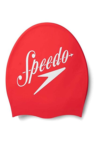 SPEEDO Printed Silicone Swim Cap - Red, Hydrodynamic and Durable