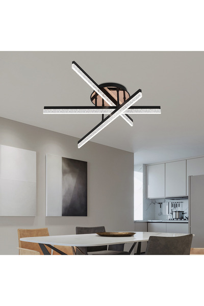 ALC-Shop Lustra LED cu Telecomanda LT179/3BK, 41W, 3 Elemente, Lumina Rece/Clada/Neutra, Dimabila, Negru