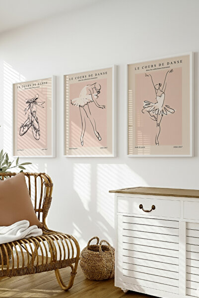Ayabak Çerçeveli Poster 3'lü Set - Balerin Serisi 3'lü Posterli Tablo - Hediy...