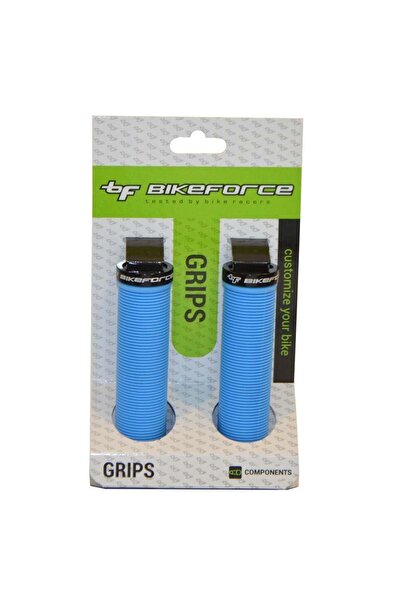 BikeForce Handlebar Grips 130mm Lock-On black/aqua