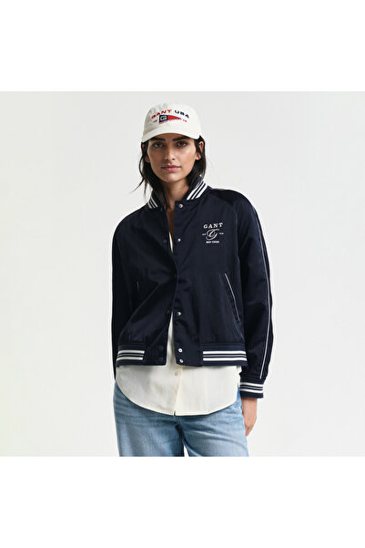 Gant Kadın Lacivert Regular Fit Hakim Yaka Logolu Bomber Ceket
