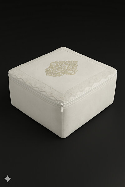 Teksev حقيبة صغيرة من قماش النرجس المخملي المزخرف بالدانتيل (30×35×15 سم) حقيبة هدايا للخطوبة والزفاف