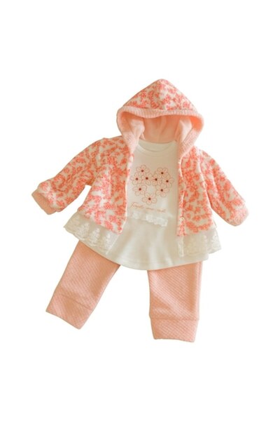 OMS Set de 3 piese din catifea pentru fetițe 3-6 luni