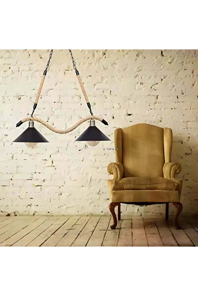 ALC-Shop Rope Chandelier, 2*E27, Brown, Metal and Rope LV570/2BK