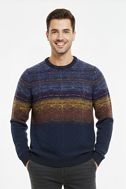 Pulltonic Erkek Bisiklet Yaka Desenli Kazak