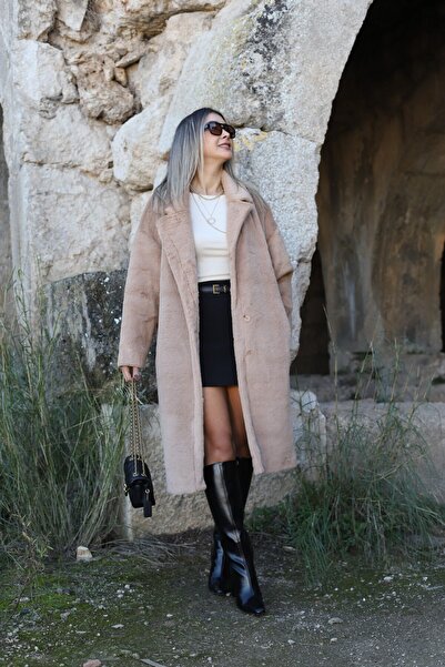 bytugcekaya Palton de blană Camel mărime standard