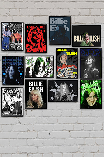 TABLOX Billie Eilish, cântăreață, Bad Guy, Pop Art, Set de 12 tablouri decorative din MDF